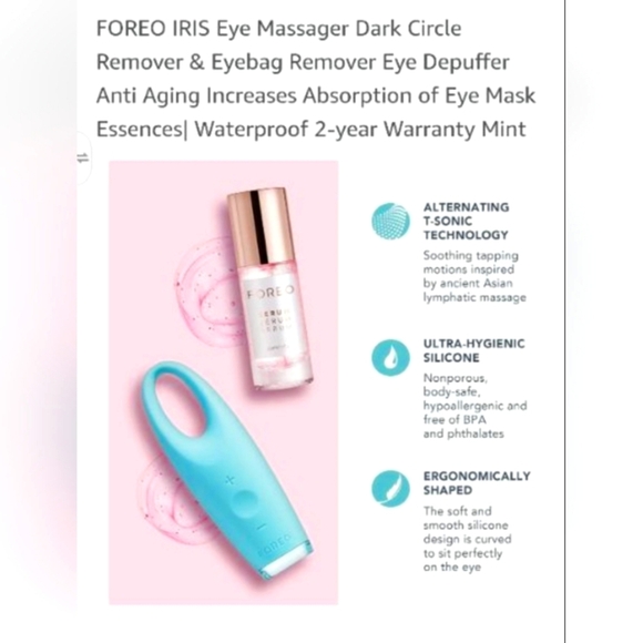 FOREO IRIS Illuminating Eye Massager in Mint NIP - Picture 2 of 5